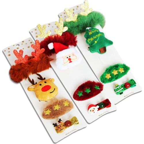 4pcs/set Kids Christmas Tree Anlter Plush Hairpins Girls hair accessories Lovely Hair Clip set Barrettes pinzas para el cabello
