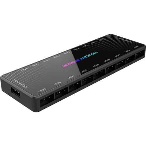 12V 4Pin PWM HUB 5V 3Pin ARGB Cooling Fan 1 to 9 Multi Way Splitter for PC Case Controller Adapter SATA Powered PC Accessories