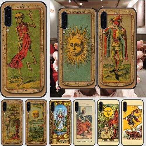 Retro Tarot cards Phone case For Samsung Galaxy A 3 5 7 8 10 20 21 30 40 50 51 70 71 E S 2016 2018 4G black tpu shell pretty