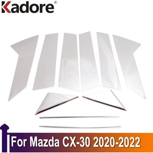 For Mazda CX-30 CX30 2020 2021 2022 Stainless Steel Car Door Window Frame Center Pillars B+C Cover Trim Exterior Accessories