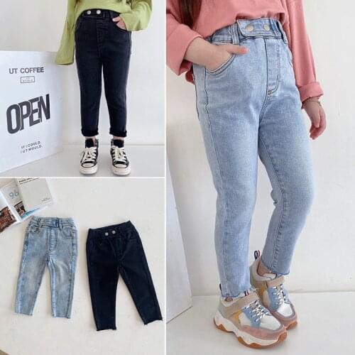 2-8 Years Baby Girls Jeans Fashion Stretch All-match Skinny Denim Trousers For Toddler Girl Jeans Pants New Arrival 2020