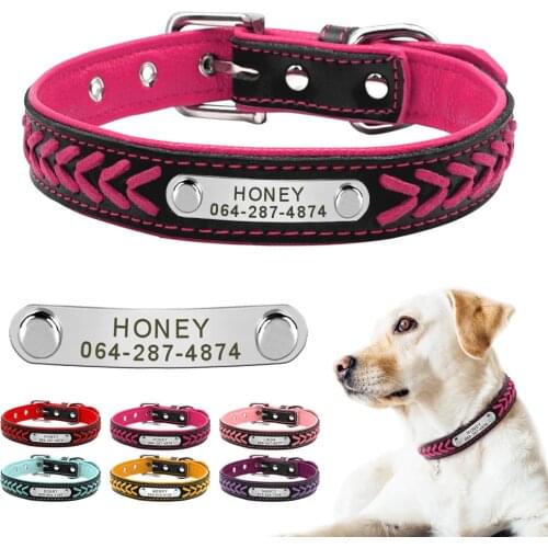 Dog Collar Personalized Custom Dog Tag Collar Engraved Puppy Cat Nameplate Collar Adjustable For Small Medium Large Dogs Pug