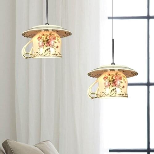 Creative Rose Cup Pendant Light Europe Modern Dining Room Hanging Lamp Kitchen Indoor Lighting Fixture Home Decor Loft Luminaire