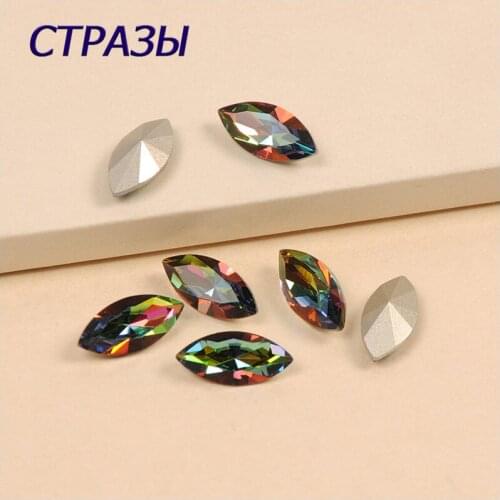 Crystal VM 4200 Strass Rainbow Sew on Rhinestones With Setting quartz Navette Rhinestone for Jewelry Gem Suit Garment sandals