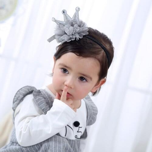 Cute Silver Mei red Crown Flowers Hairbands Girls Princess Headwear Children Headbands Elastic Hair Band Kids Hair Accessories