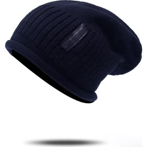 Fashion Beanies Warm Knitted Mens Hat Plus Velet Winter Hats For Men Women Simple Caps Thick Skullies Cap Solid Hats