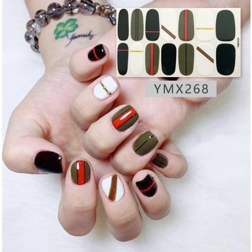 14tips/sheet Korean Style Beauty Nail Art Stickers Full Cover Nail Wraps Decorations DIY Nail Adhesive Nails Decals