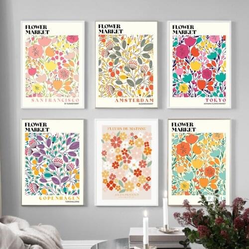 Colorful Flower Market Plants Wall Art Canvas Painting Nordic Posters And Prints Abstract Pictures For Living Room Home Decor