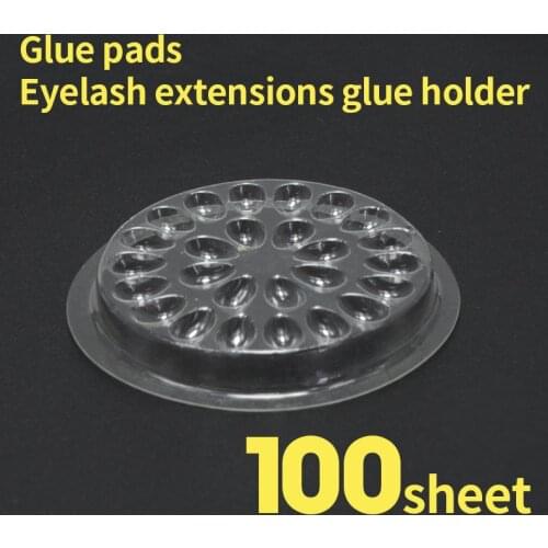 NATUHANA 100pcs Eyelash Plastic Glue Holder Glue Gasket Adhesive Pallet Eyelash Extension Glue Pads Flower Shape Pad Makeup Tool
