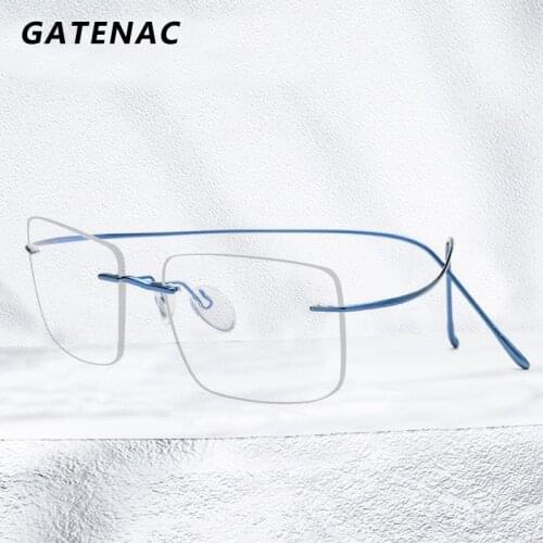 2021 New Titanium Glasses Frame Men Square Optical Prescription Frameless Eyeglasses Frame Women Retro Boundless Luxury Eyewear