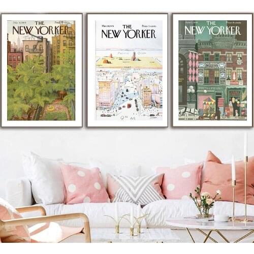 New Yorker Magazine Cover Poster View of the World Abstract Vintage Print Wall Art Retro Picture Canvas Painting Home Decor