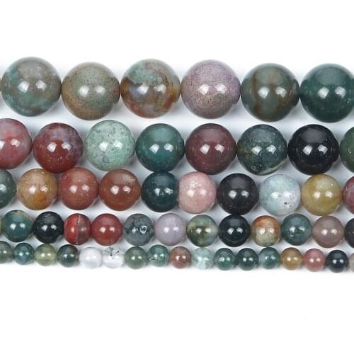 Wholesale 4 6 8 10 12mm Round Indian Agates Natural Stone Beads For Jewelry Making Loose Bead Charm Bracelet Necklace Handmade