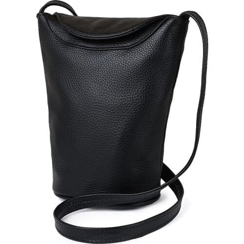 Genuine Leather Real Cowhide Womens Casual Fashion Shoulder Bag Ladies Bucket Bags Small Crossbody Bags for Women Handbags