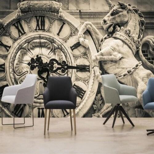 Milofi professional custom 3D wallpaper mural retro nostalgia time money European sculpture background wall decoration painting