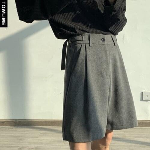 Summer Casual Shorts Mens Fashion Solid Color Suit Shorts Korean Streetwear Wild Loose Joggers Pants Man Trousers