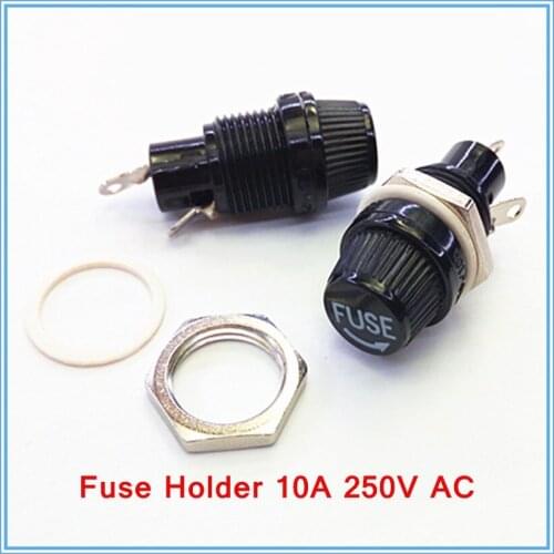 20pcs/lot 5*20mm glass fuse holders 5x20 black, insurance tube socket fuse holder for 5*20 insurance Panel Mount Fuse Holder