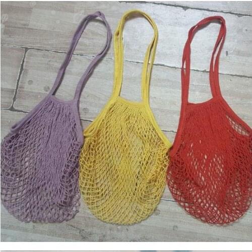 50pcs/lot fedex fast Reusable Fruit Vegetable Shopping Bag Casual String Shopper Cotton Mesh Woven shopping bag