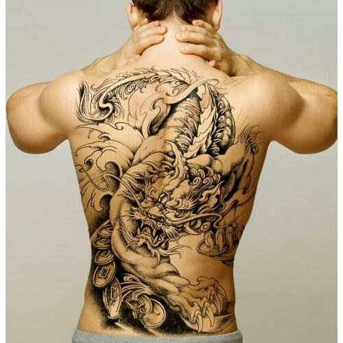 Temporary men tattoos to cover scars sexy tatoo boys tribal dragonfly tattoo stickers body art waterproof full back tattoo big