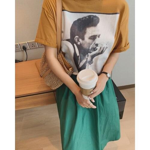 2021 Womens Anime Graphic Printed Oversize T-shirt Top Y2k Za Woman Kpop Korean Clothing Blouses Shirts Tee Goth Free Shipping