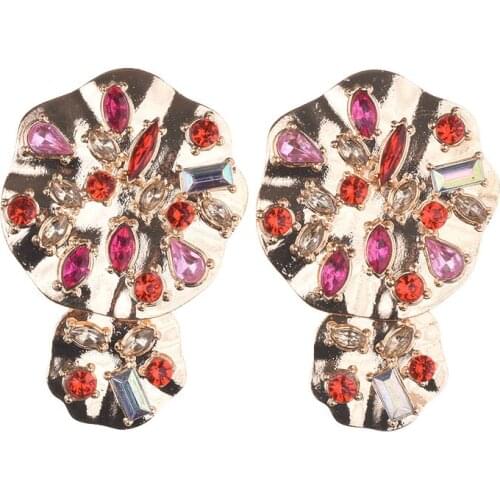 ZA women Gold statement earring fashion vintage crystal Earrings for women RECTANGULAR EARRINGS