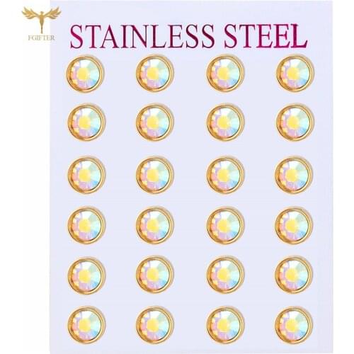 Hip Hop Unisexl Stud Earrings Bling Crystal Stud Earrings New Geometric Round Stud Earrings Trend Women Jewelry Cheap Wholesale