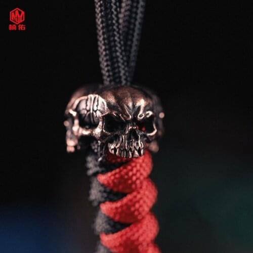 1PC MINI Three-Sided Skull Paracord Knife Beads Outdoor Multi-Function Tool Accessories Car Interior Interior