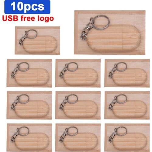 10pcs/lot batch with keychain wooden USB + pen drive 4GB 16GB 32GB 64GB USB flash drive Pendrive memory stick free logo