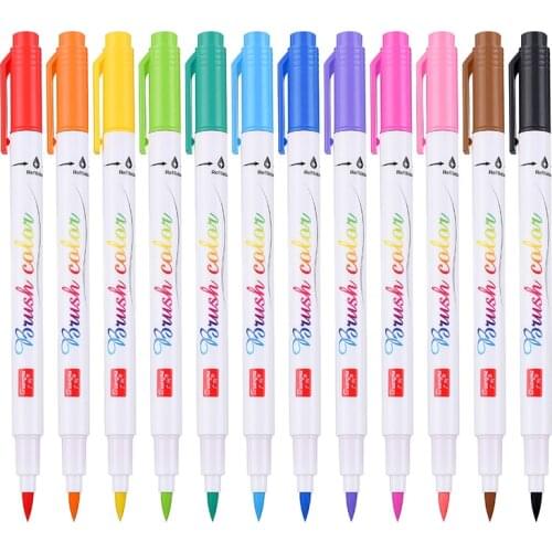 12 PCS/set Brush Pen Calligraphy Pen Chinese Words Learning Stationery StudentArt DrawingMarker Pens School Supplies