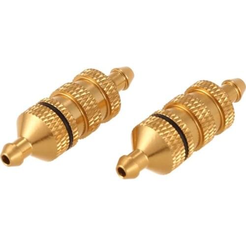 2 Pcs Aluminum alloy 02156 Fuel Filter Nitro Spare Parts for 1/10 1/8 RC Model Car Golden