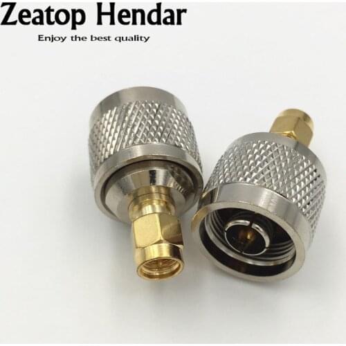 2Pcs Brass N Type Male Plug to SMA Male Plug Straight RF Coax Coaxial Connector N / SMA Adapter
