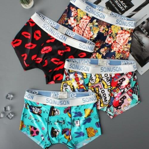3/4pcs Fashion 2020 Men Boxer Underwear Men Print Boxers Homme Sexy Comfortable Underpants Soft Breathable Male Panties
