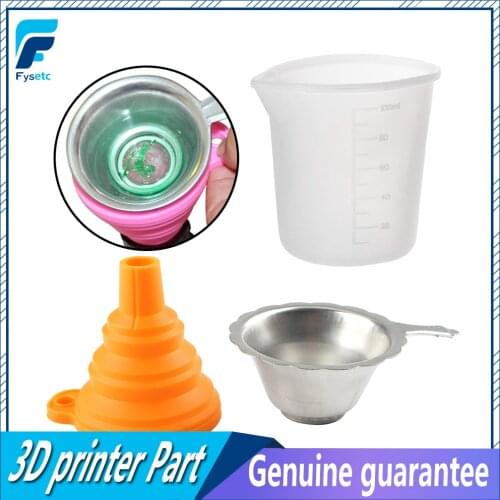 3D Printer Accessorie High Quality Metal UV Resin Filter Cup and Measuring cup+Silicon Funnel Disposable for Photon SLA
