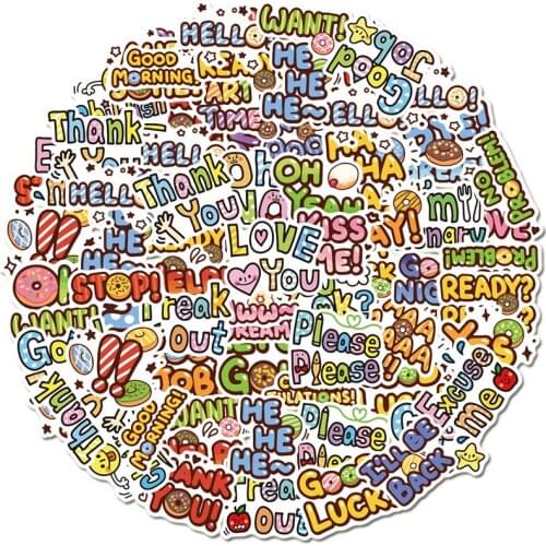 50Pcs Motivational Phrases Sticker Inspirational Life Quotes Waterproof Decals DIY Study Room Scrapbooking Graffiti Sticker