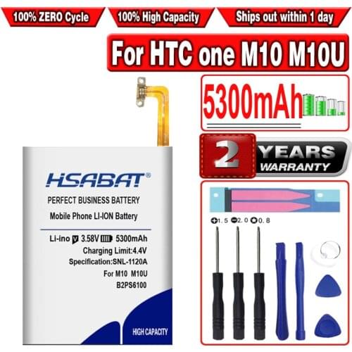 HSABAT B2PS6100 5300mAh Phone Battery Fit for HTC One M10 10/10 Lifestyle M10H