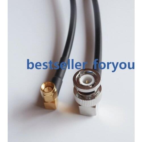 BNC male 90 degree to SMA plug right angle crimp jumper pigtail RF RG58 cable 3Feet 1M