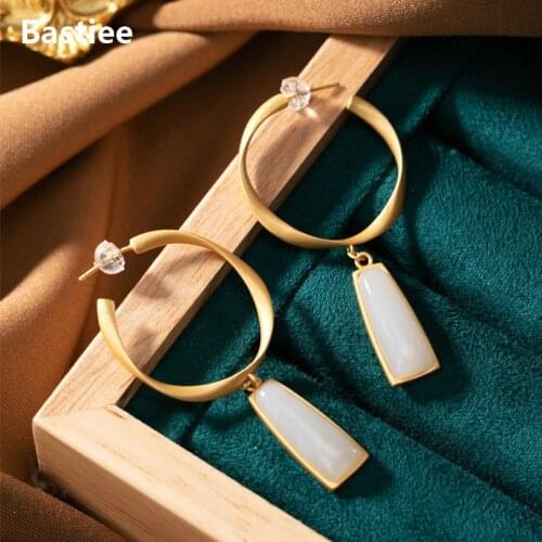 Bastiee Big Hoop Earings Fashion Jewelry 2021 Dangle Jade Silver Earrings 925 Women Jewelry