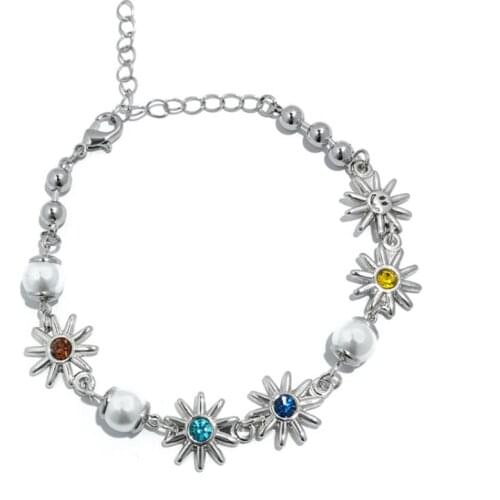 2021 Wookvibe Star With The Same Paragraph 2Dello Gem Sun Flower Smiley Pearl Bracelet Couple Ins Trendy Male Accessories
