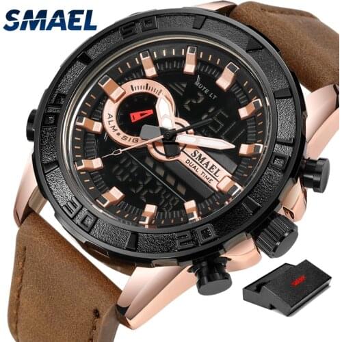 SMAEL Men Watches Fashion Chronograph Male Top Brand Luxury Quartz Watch Men Leather Waterproof Sport Watch Relogio Masculino