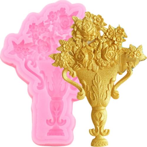 Flower Bouquet Silicone Mold DIY Wedding Rose Cupcake Topper Fondant Cake Decorating Tools Candy Clay Chocolate Gumpaste Moulds