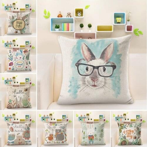 Bunny Animal Rabbit Nursery Printed Decorative Cushion Cover Pillow Case Nordic Cushion Cover Sofa Car Decoration