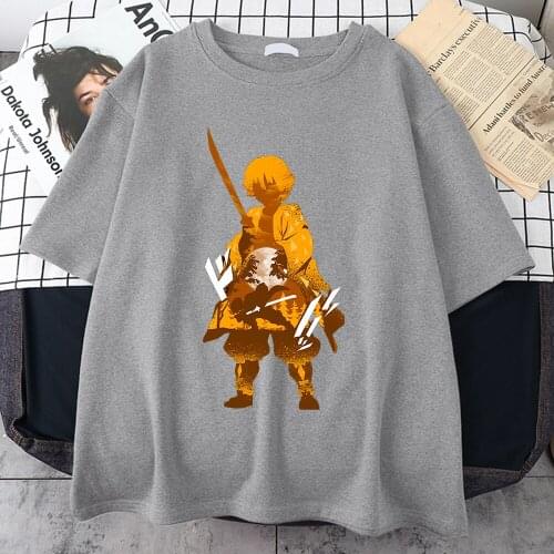 Funny Anime Demon Slayer Tee Shirts Street Fashion Clothing Tee Shirt Vintage Streetwear Male T Shirt Harajuku Korean Streetwear