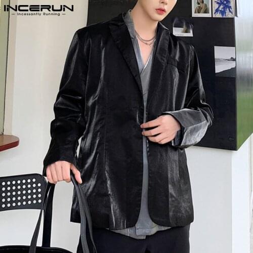 INCERUN 2021 New Retro Leisure Suit Jackets Long Sleeve Sexy Korean Style All-match Coat One Button Suits Trend Top Blazer S-5XL