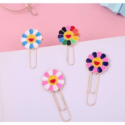 2pc Kawaii Sun Flower Paper Clip Bookmark Cute Decoration Accessories Book Mark Page Folder Office School Supplies Stationery
