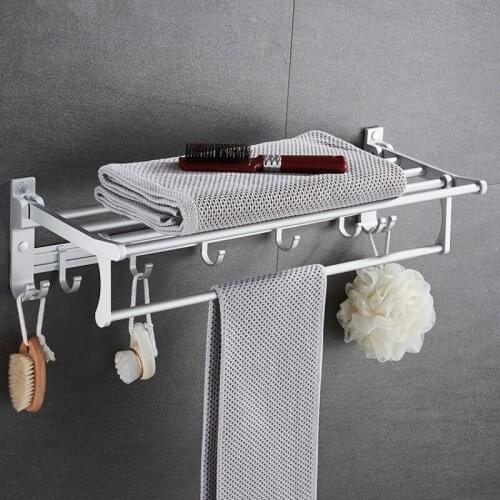 Space aluminum bathroom free punching rack bathroom accessories hanging towel bath towel rod toilet wall hanging rack LL5291719