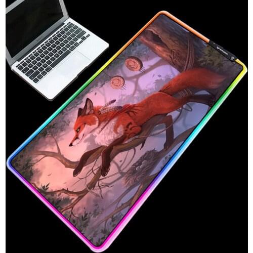 Mairuige RGB Mouse Pad Cold Light LED Color Lock USB Charging Red Anime Home Computer Desk Mat Laptop Rug Rubber Back