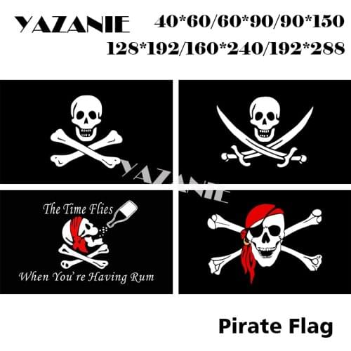 YAZANIE Any Size Jolly Goger Skull Bone Red Hat Cusotm Pirate Flag The Time Flies When You Are Having Rum Flags and Banners