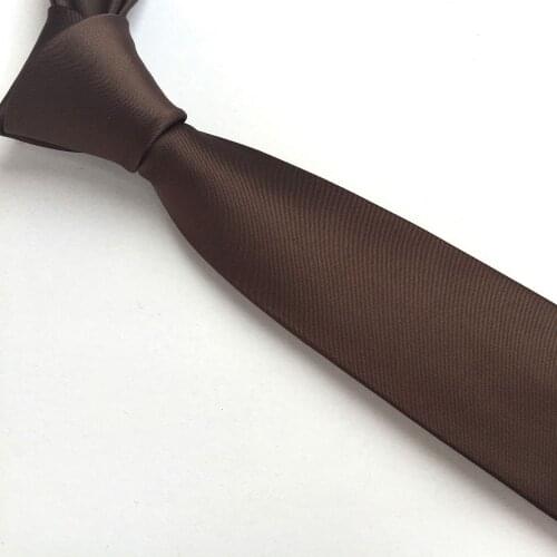 Solid Coffee Brown Color Mens Tie High Quality Jacquard Woven Necktie