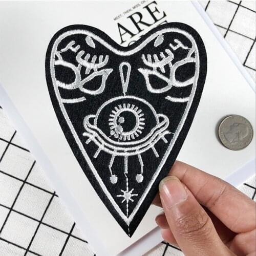 Punk Black Eye Eyeball Eye Embroidery Iron On patches for clothing Heart Love Skeleton Eyes Strange Badges Diy Accessory