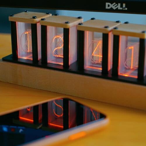 RGB Nixie Tube Clock Led Desk Clock Wood Desktop Silent Digital Table Clock DIY Retro Luxury Watches Silent Clocks Gift Ideas