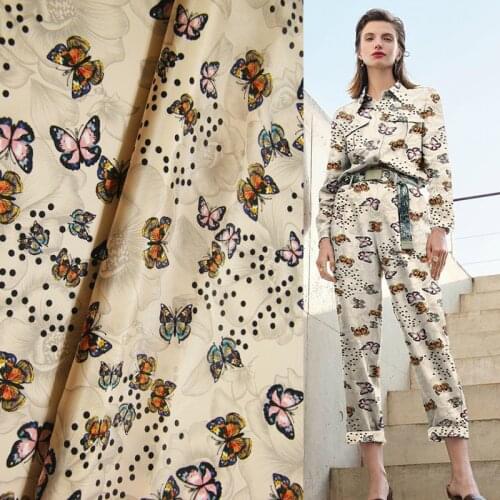 Natural printed mulberry silk crepe de chine fabric cloth 138 cm width 12 mm summer dress fashion shirt fabrics for sewing
